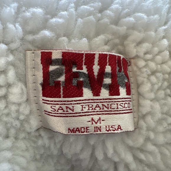 Vintage Levis Jacket Youth M Black Denim Sherpa Lined 90s Kids Trucker - Picture 3 of 10